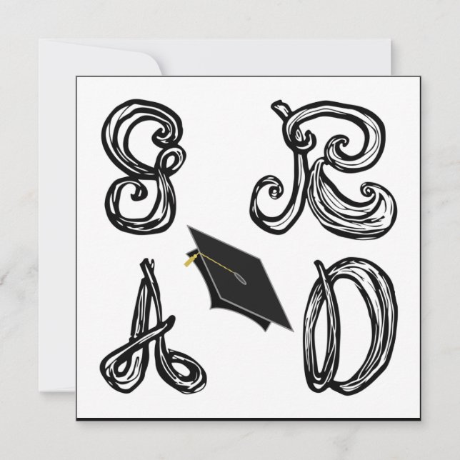 GR AD Stoffric Schriftart Grad Cap Abschluss Flach (Vorderseite)