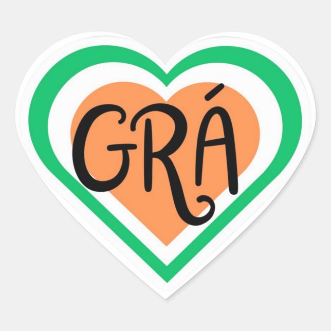 Grá - Irish Love design - Irish Language Herz-Aufkleber (Vorderseite)