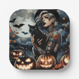 Grab a Broom | Hexen-Themed-Halloween-Party Pappteller