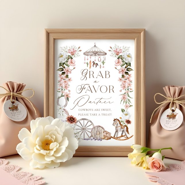 Grab A Favor Partner Wild Western Baby Shower Poster (Grab A Favour Partner Wild Western Baby Shower Poster)