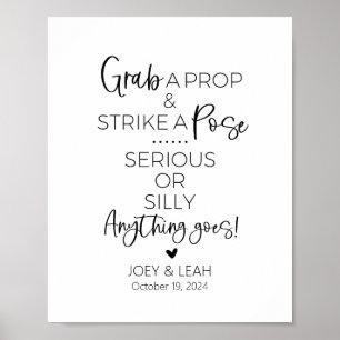 Grab a Prop Strike a Pose Foto Booth Sign Poster