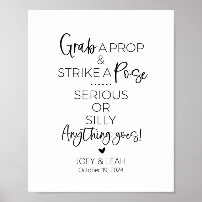 Grab a Prop Strike a Pose Foto Booth Sign Poster (Vorne)