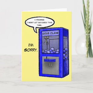 Grab Claw Machine Apology Card Karte