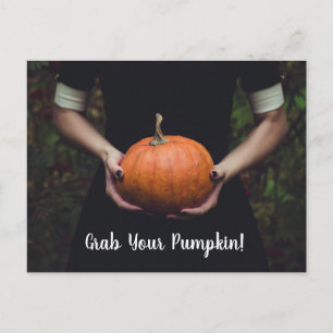 Grab Dein Pumpkin - Pumpkin Carving Party Postcard Postkarte