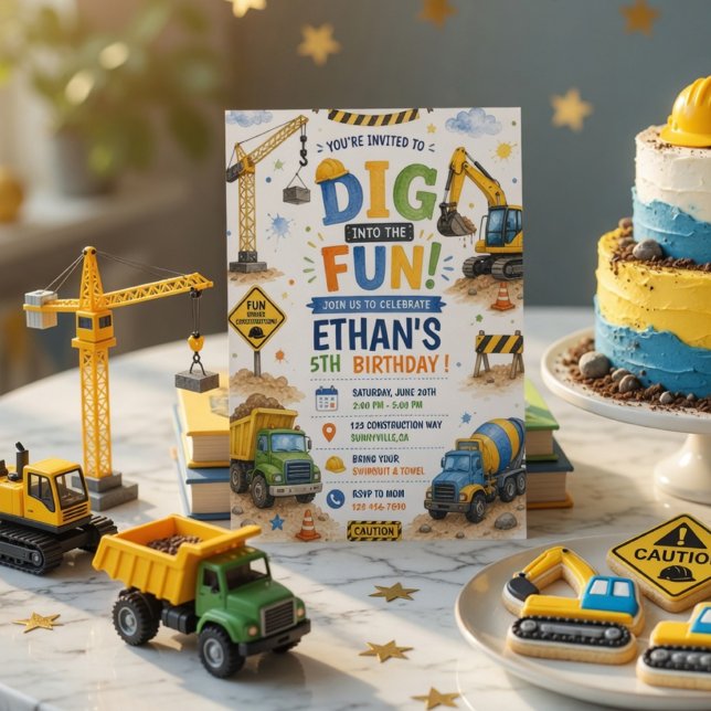 Grab den Spaß beim Bau Geburtstag Einladung (Von Creator hochgeladen)