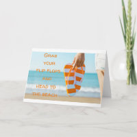 GRAB FLIP FLOPS & KOPF ZUR BEACH BIRTHDAY CARD