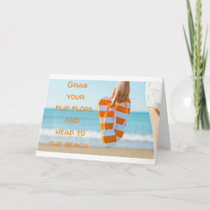 GRAB FLIP FLOPS & KOPF ZUR BEACH BIRTHDAY CARD KARTE