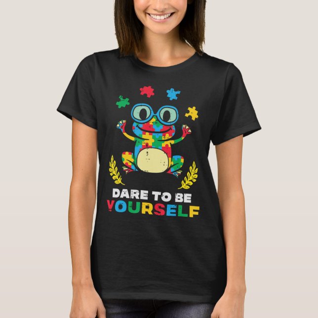 Grab this cute Puzzle Frog Dare To Be Yourself T-S T-Shirt (Vorderseite)