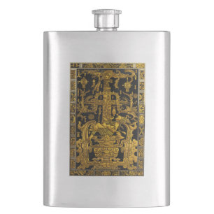 Grab von Pakal - Goldener Palenque Astronaut Flachmann