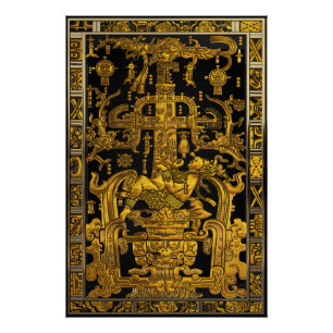 Grab von Pakal - Goldener Palenque Astronaut Poster