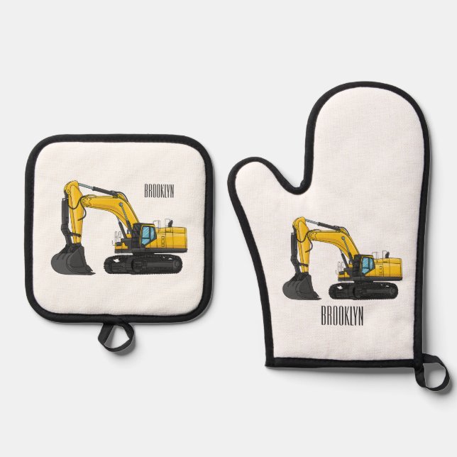 Grabbagger-Cartoon Ofenhandschuh & Topflappen-Set (Vorderseite)