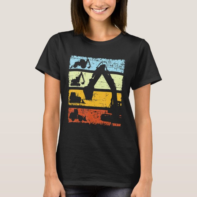 Grabbagger-Treiber Baustelle Retro VI T-Shirt (Vorderseite)