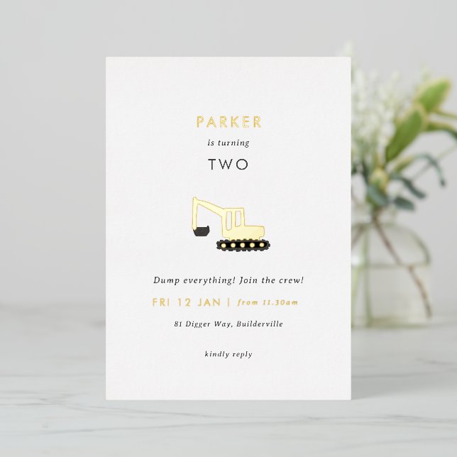 Grabbau Party Foil Birthday Einladung (Stehend vorne)