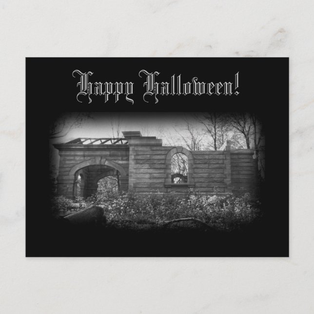 Gräber Ruin Happy Halloween Postkarte (Vorderseite)