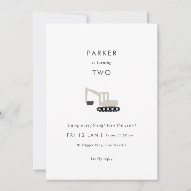 Gräberbau Party Minimaler Geburtstag Einladung (Vorderseite)