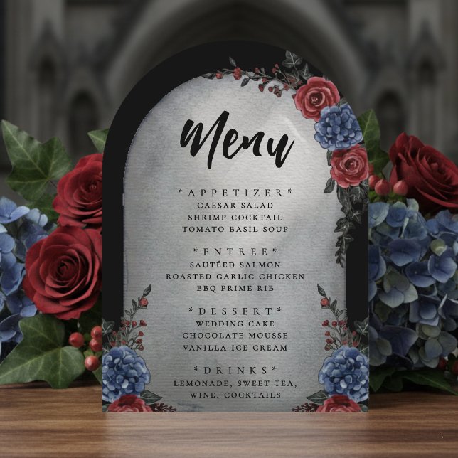 Grabstein Floral Gothic Hochzeitsmenü Einladung (Von Creator hochgeladen)