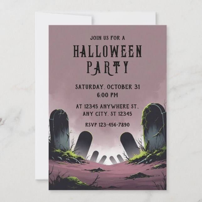 Grabstein Halloween-Party Einladung (Vorderseite)