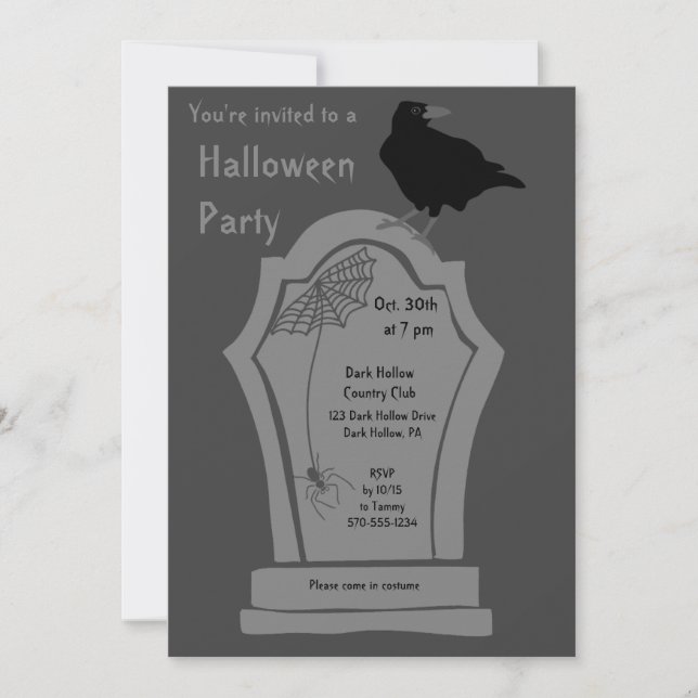 Grabstein Headstone Graphic Custom Halloween-Party Einladung (Vorderseite)