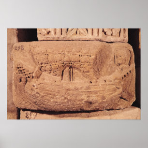 Grabstein mit einem Fischerboot Poster