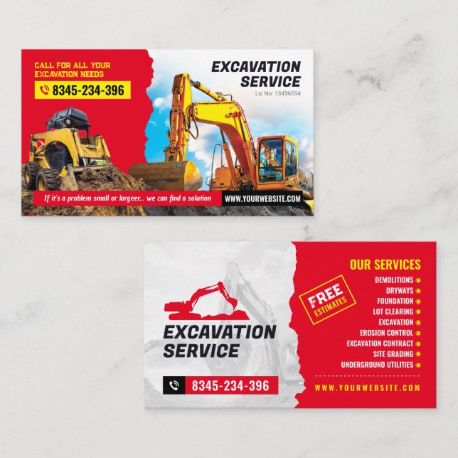 Grabungen, Mulchen, Landräumung, Traktor, Bush Visitenkarte (Vorne/Hinten)