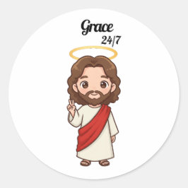 Grace 24/7 - Jesus reagiert Runder Aufkleber