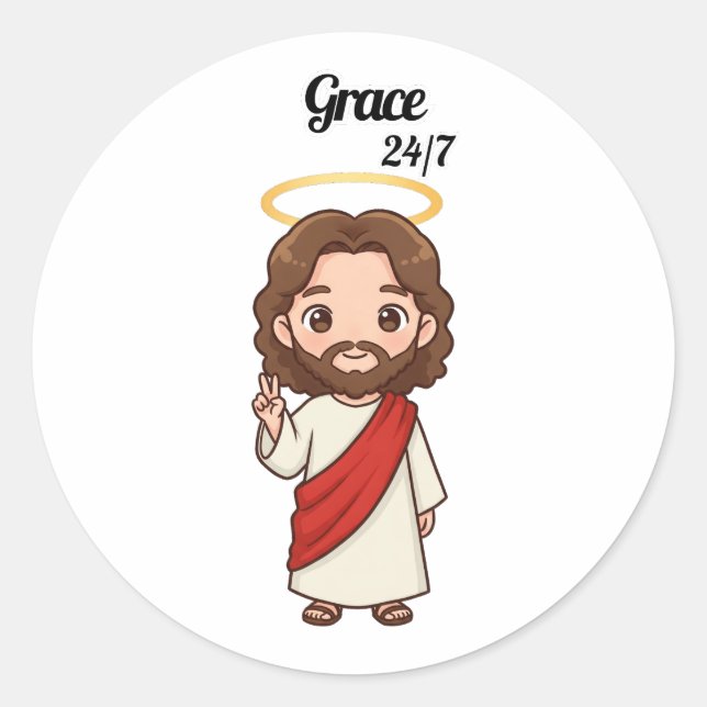 Grace 24/7 - Jesus reagiert Runder Aufkleber (Vorderseite)
