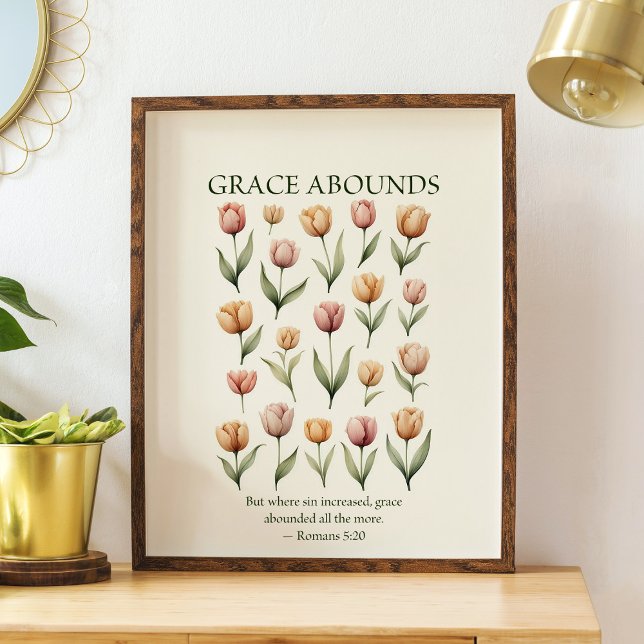 Grace abounds floral Christian wall art  Poster (Von Creator hochgeladen)