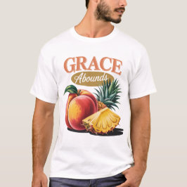 Grace Abounds Peach Ananas Retro Faith T-Shirt