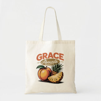 Grace Abounds Peach Ananas Retro Faith T-Shirt Tragetasche