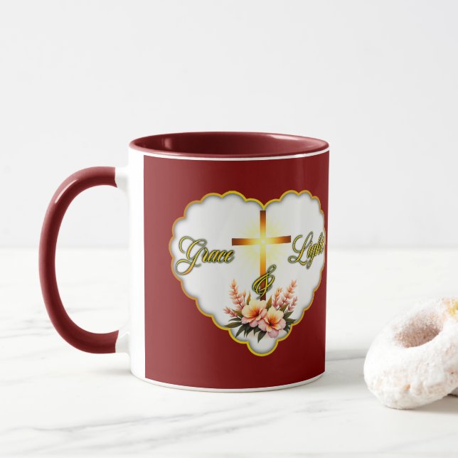 Grace and Light – Christian Easter - caneca Tasse (Mit Donut)