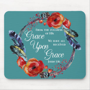 Grace Auf Grace Johannes 1:16 Schrift Mousepad