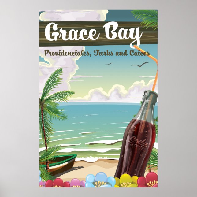 Grace Bay, Providenciales, Turks und Caicos Travel Poster (Vorne)