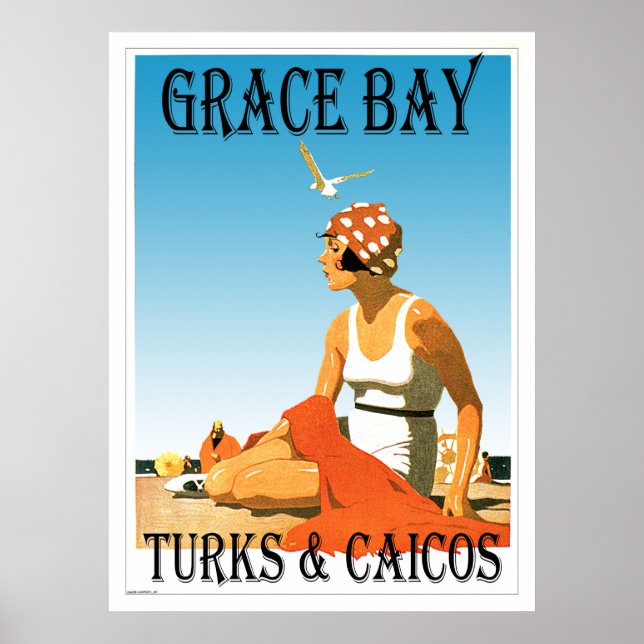 Grace Bay Turks & Caicos Retro Poster (Vorne)