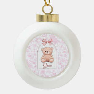Grace Benutzerdefiniertes rosa Teddy-Bär-Kinderz Keramik Kugel-Ornament
