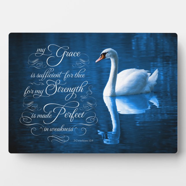 Grace Bible Verse Mute Swan Easel Plaque Fotoplatte (Vorderseite)