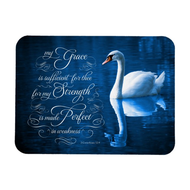 Grace Bible Verse Mute Swan Foto Magnet (Horizontal)