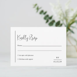 Grace Black and White Modern Wedding RSVP Karte