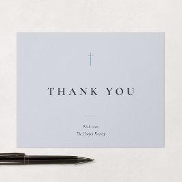 Grace Blue Minimal Kreuz religiös Dankeskarte