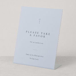 Grace Blue Minimaler Christliches Kreuz Favor Tisc Sockelschild