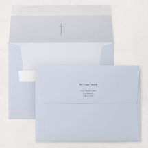 Grace Blue Religiöses Kreuz Tauf Einladung