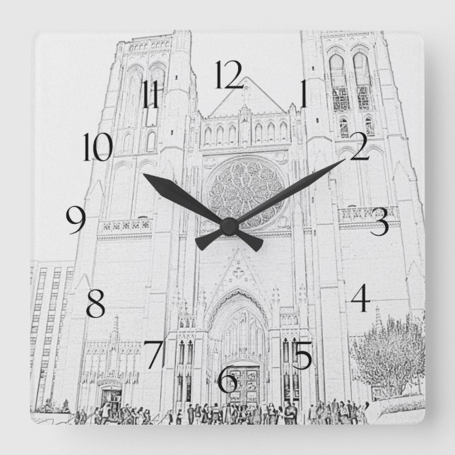 Grace Cathedral Quadratische Wanduhr (Vorderseite)