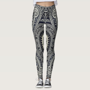 Grace Charcoal Sunburst Paisley Heritage-Muster Leggings