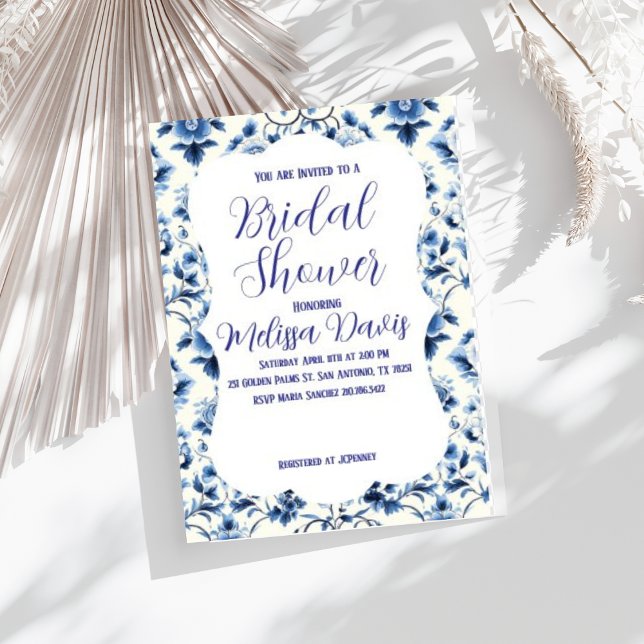 Grace Chinoiserie Bridal Shower Invitation Einladung (Personalize this beautiful Grace Chinoiserie bridal shower invitation. )