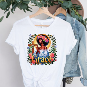 Grace Christlich Afro Black Woman Gebet T-Shirt