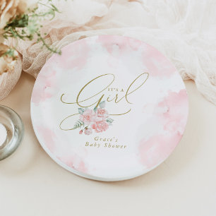 GRACE Elegant Blush Floral Es ist eine Girl Baby D Pappteller