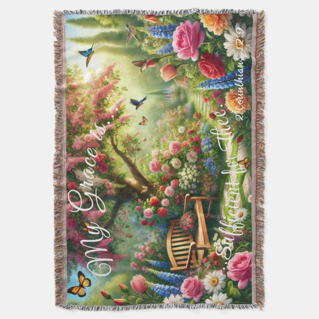 Grace Floral Garden Wurfdecke Decke (Vorderseite Vertikal)