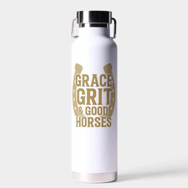Grace, Grit & Good Horses Western Water Bottle Trinkflasche (Vorne)