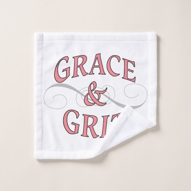 Grace & Grit in Rosa und Grau Badhandtuch Set (Waschlappen)