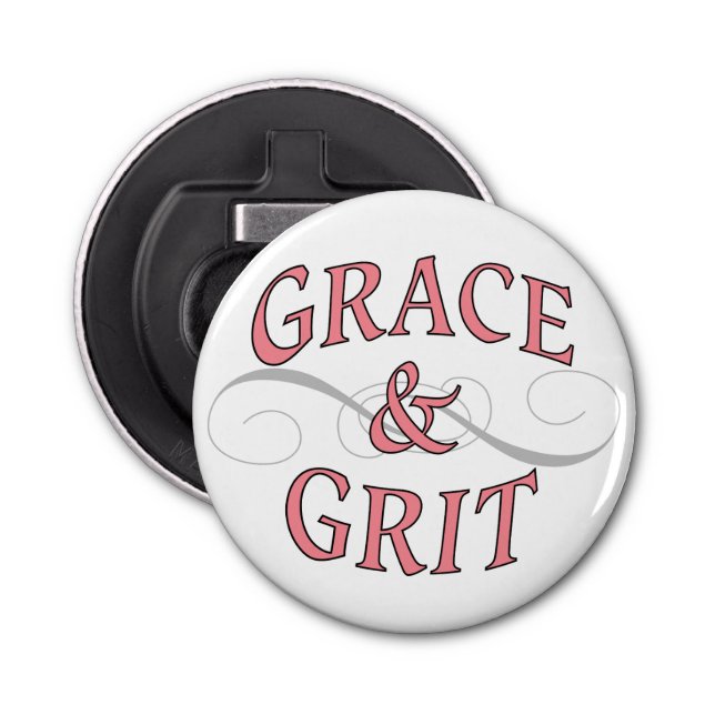 Grace & Grit in Rosa und Grau Flaschenöffner (Vorderseite)