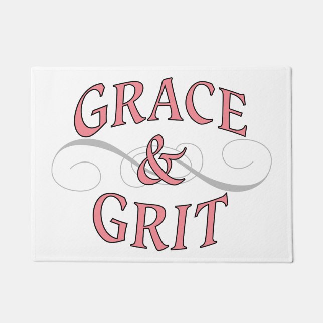 Grace & Grit in Rosa und Grau Fußmatte (Vorderseite)